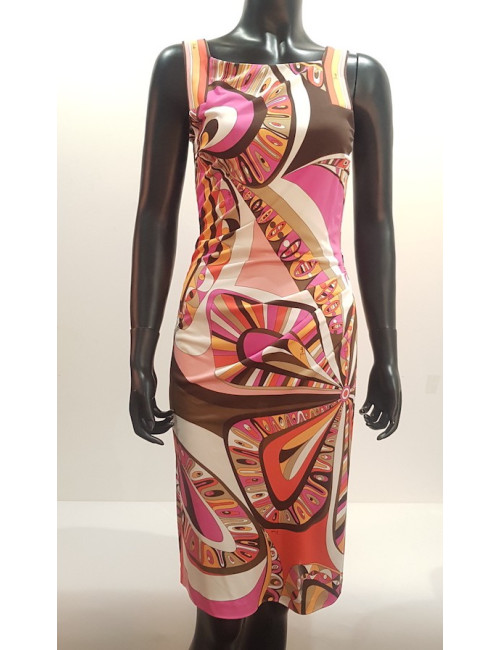 Robe EMILIO PUCCI T 38 FR motifs rose rouge orange