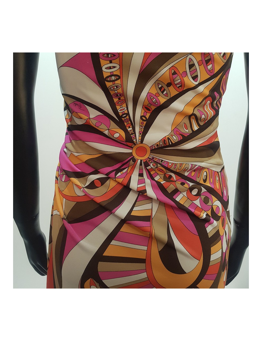 Robe EMILIO PUCCI T 38 FR motifs rose rouge orange