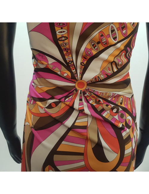 Robe EMILIO PUCCI T 38 FR motifs rose rouge orange