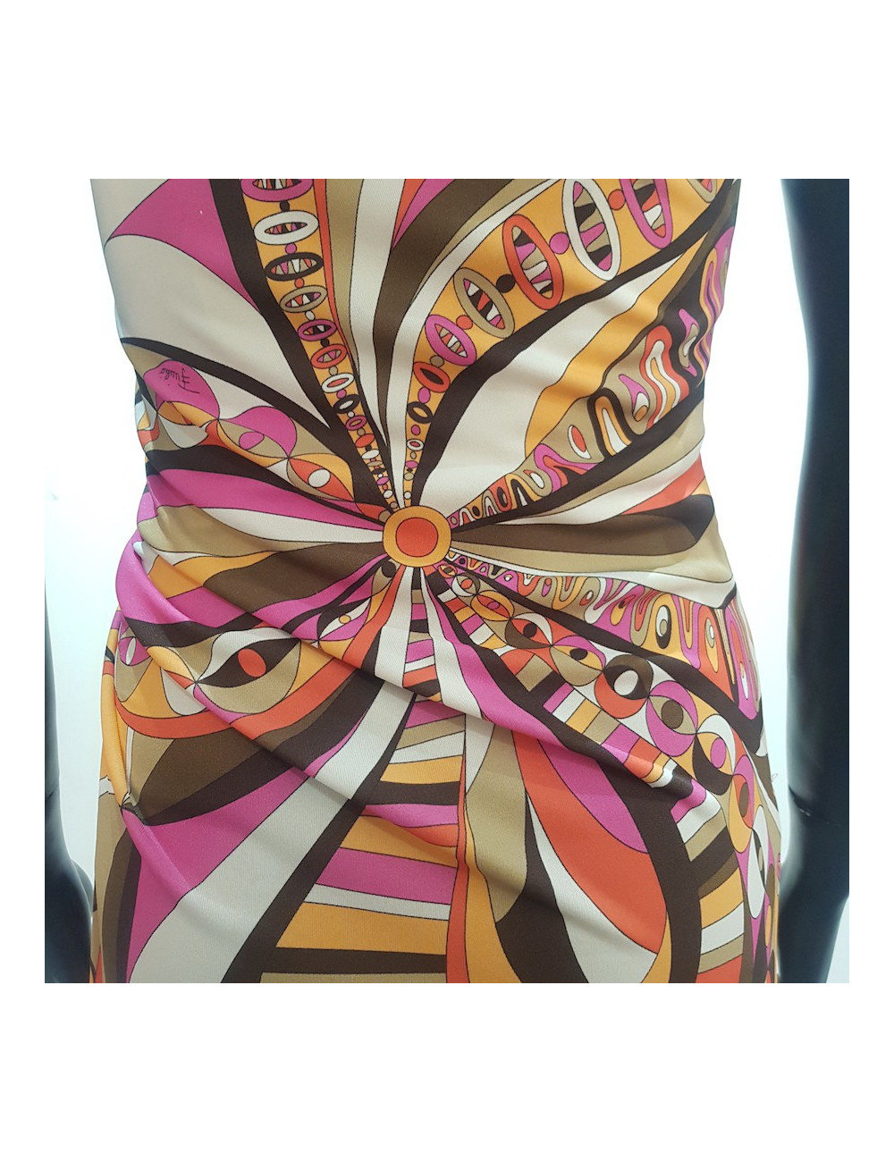 Robe EMILIO PUCCI T 38 FR motifs rose rouge orange