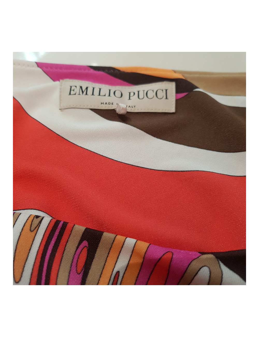 Robe EMILIO PUCCI T 38 FR motifs rose rouge orange