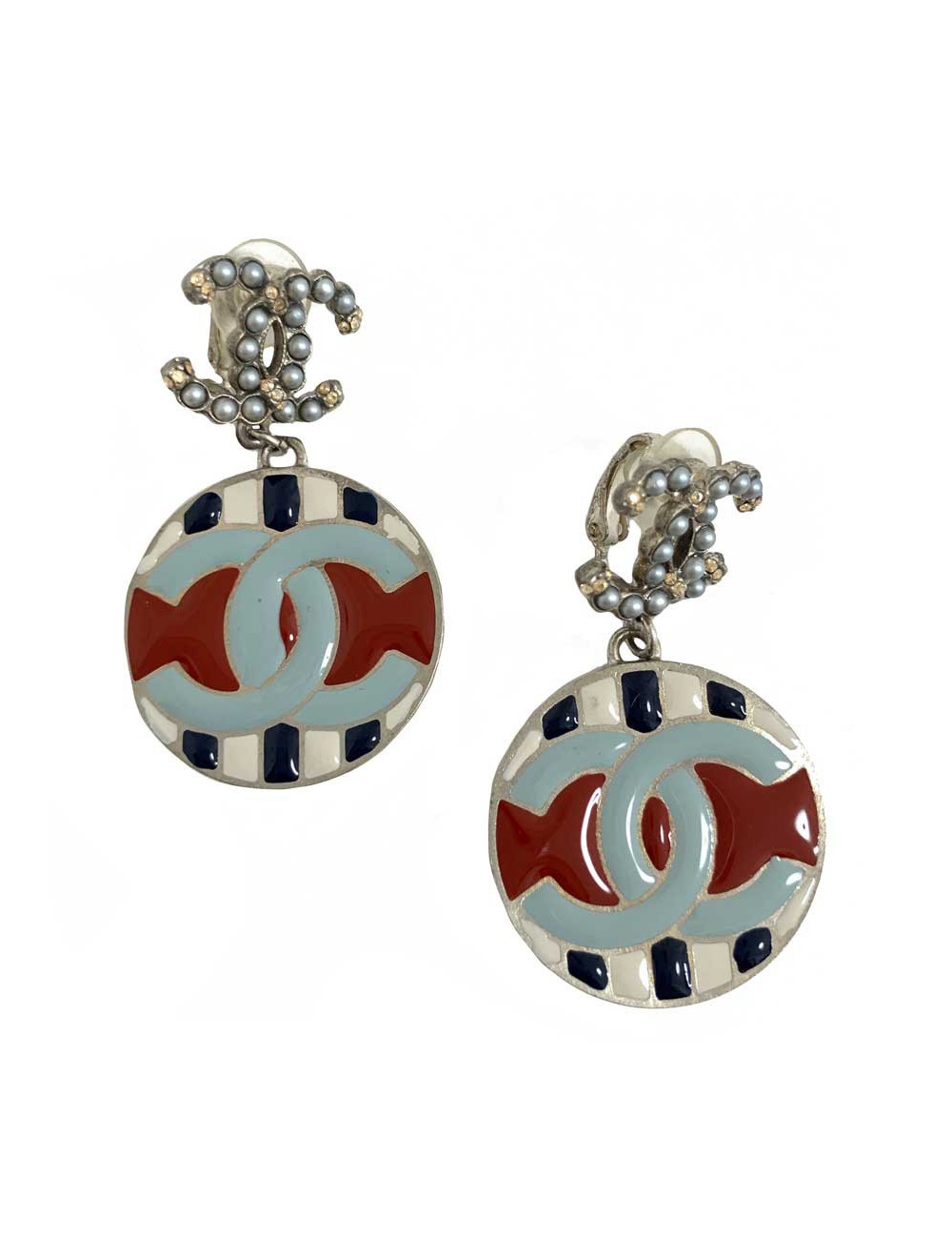 CHANEL clips ronds pendants CC