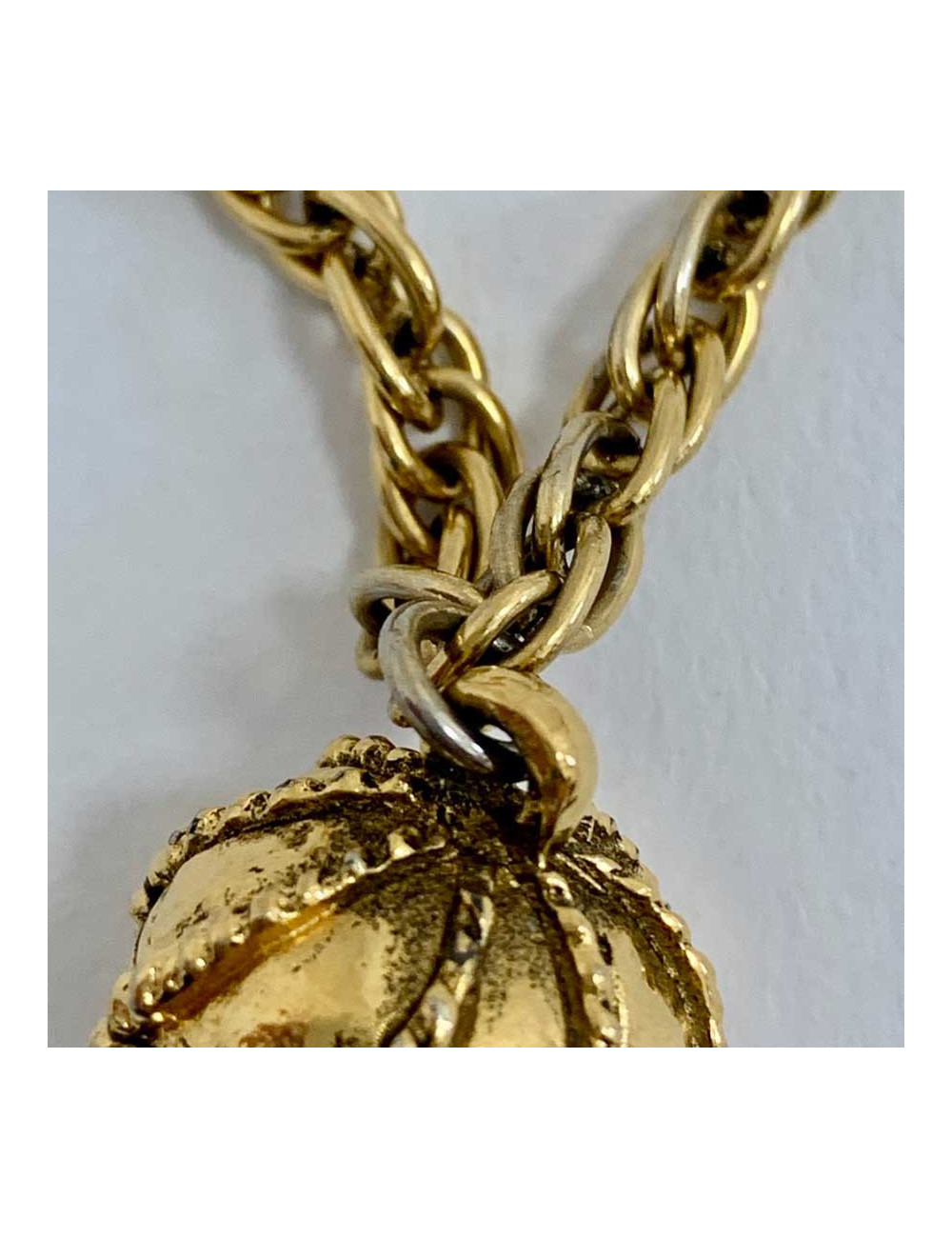 Long collier doré CHANEL CC strass vintage