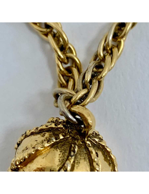 Long collier doré CHANEL CC strass vintage