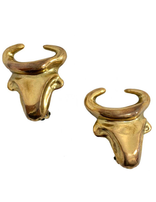 Boucles d'oreille vintage tete de taureau C LACROIX