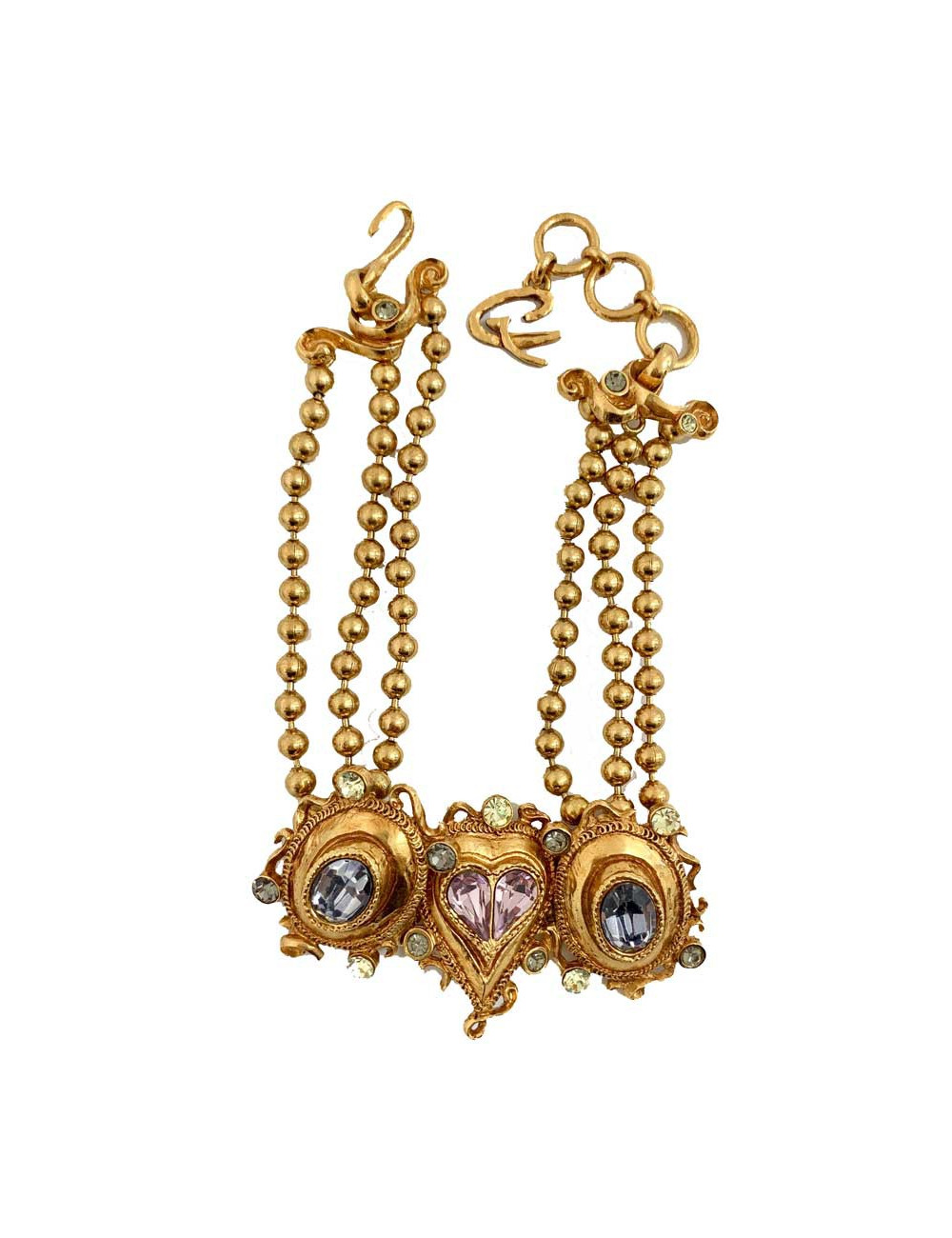 CHRISTIAN LACROIX Collier Ras de cou doré et strass