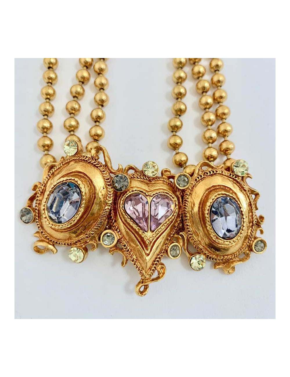 CHRISTIAN LACROIX Collier Ras de cou doré et strass