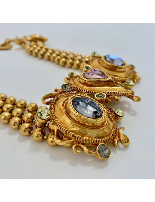 CHRISTIAN LACROIX Collier Ras de cou doré et strass