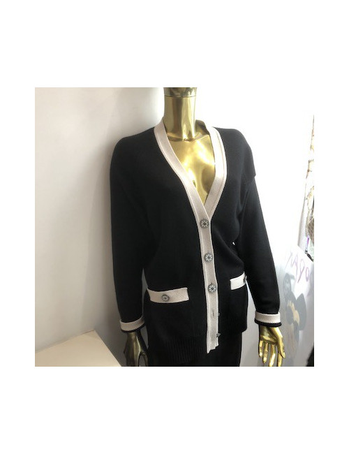 Gilet long CHANEL bicolore T42