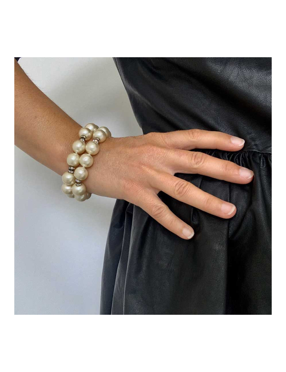 Bracelet perles CHANEL double rangs