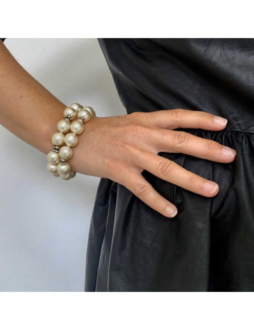 Bracelet perles CHANEL double rangs