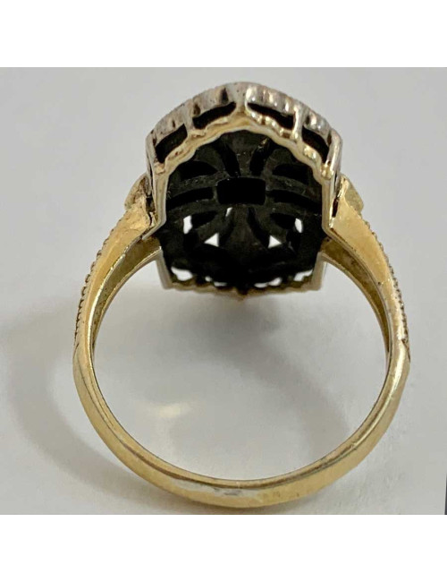 Bague Art Deco argent, or, et améthyste