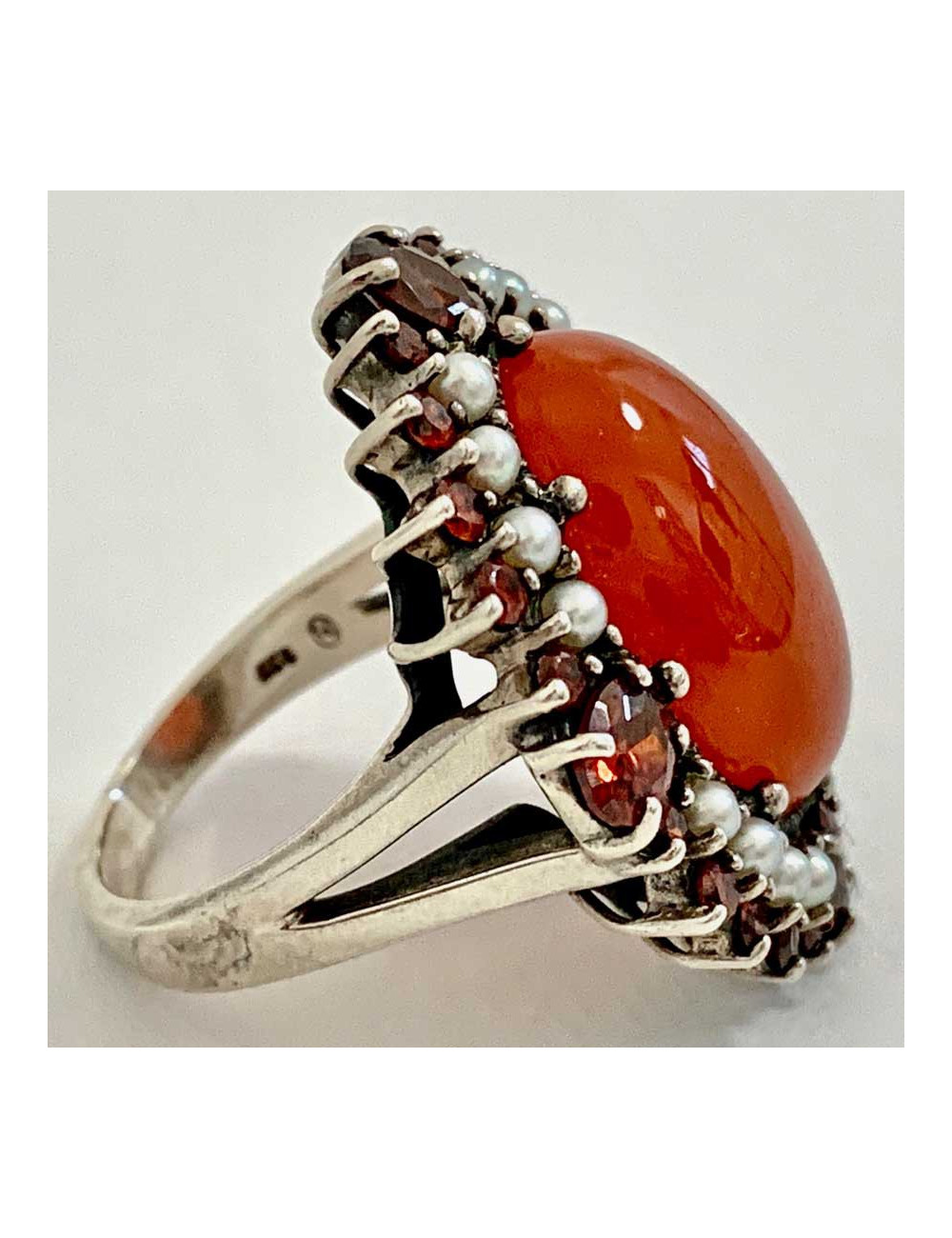 Bague cornaline ancienne ovale