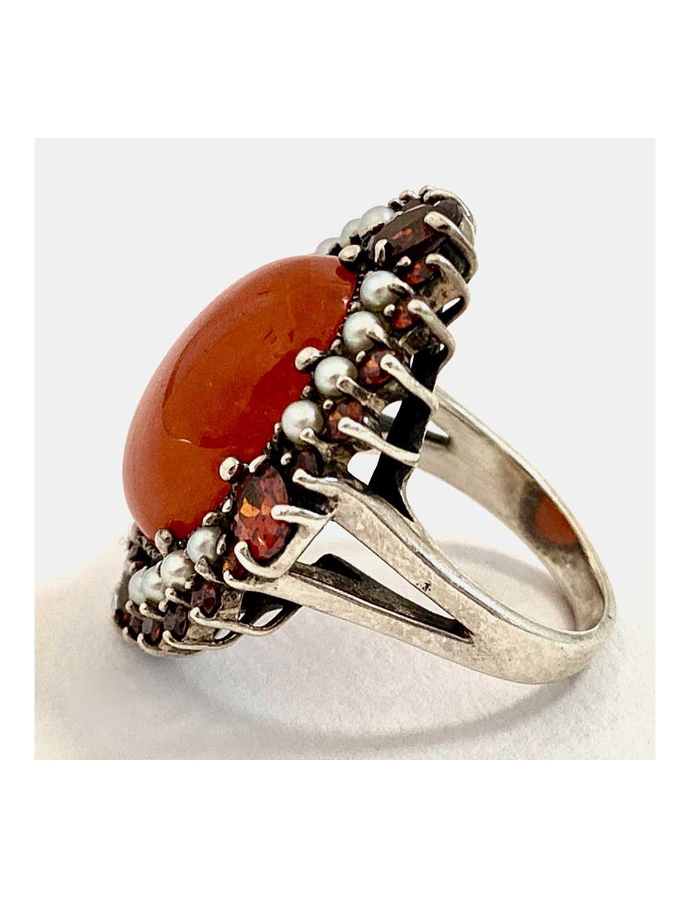 Bague cornaline ancienne ovale