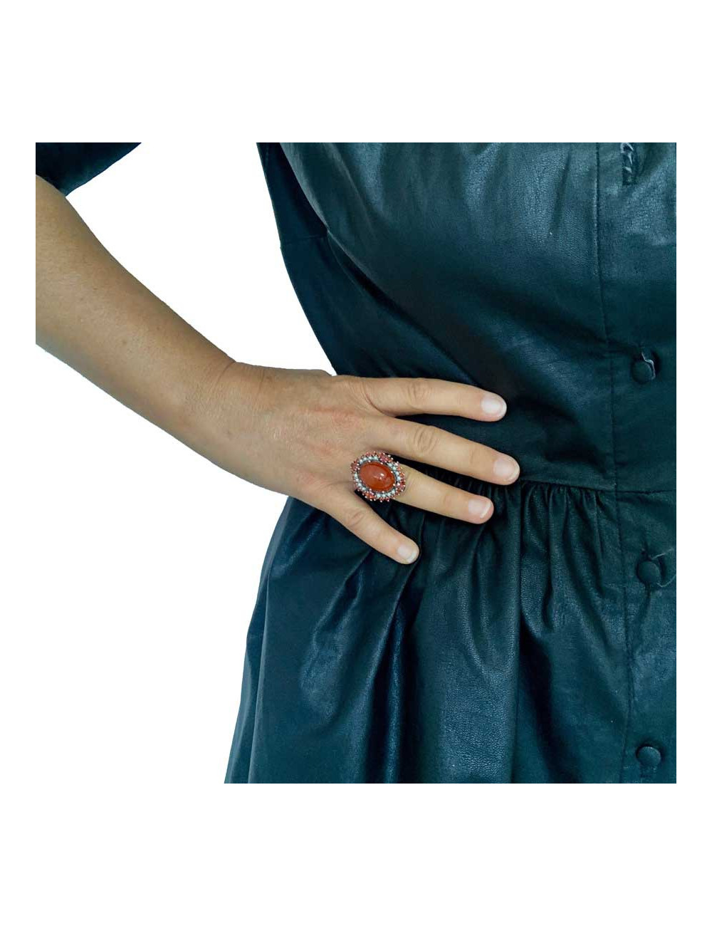 Bague cornaline ancienne ovale