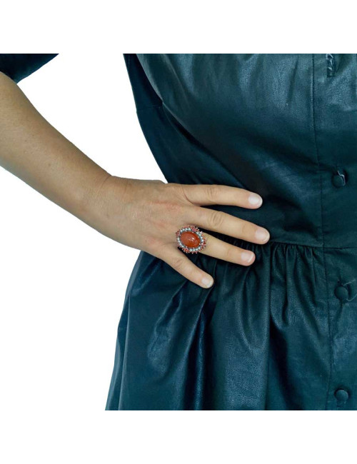 Bague cornaline ancienne ovale