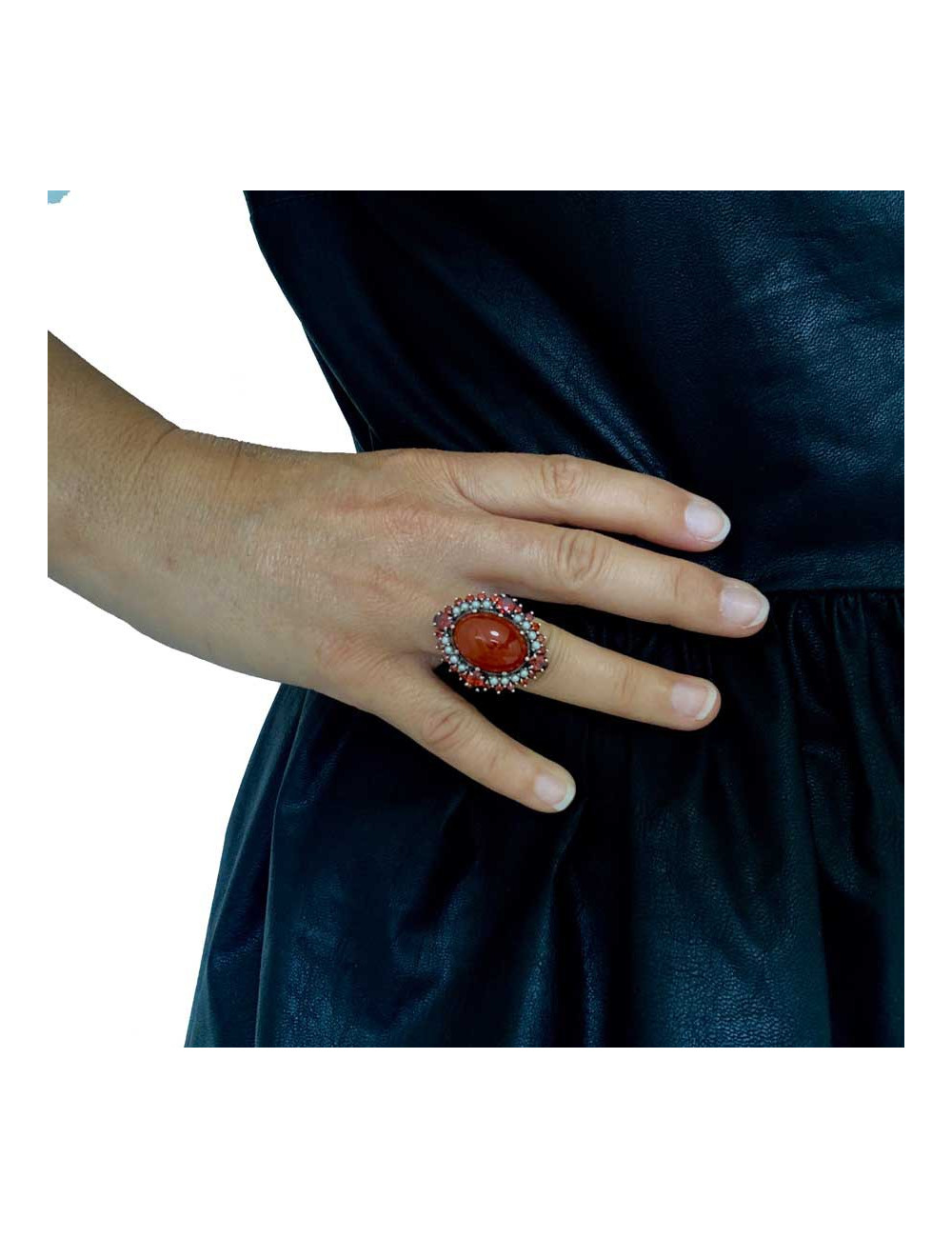 Antique orange cornelian ring