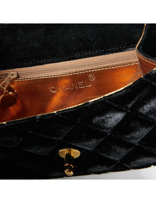 Mini sac CHANEL Couture velours de soie noir