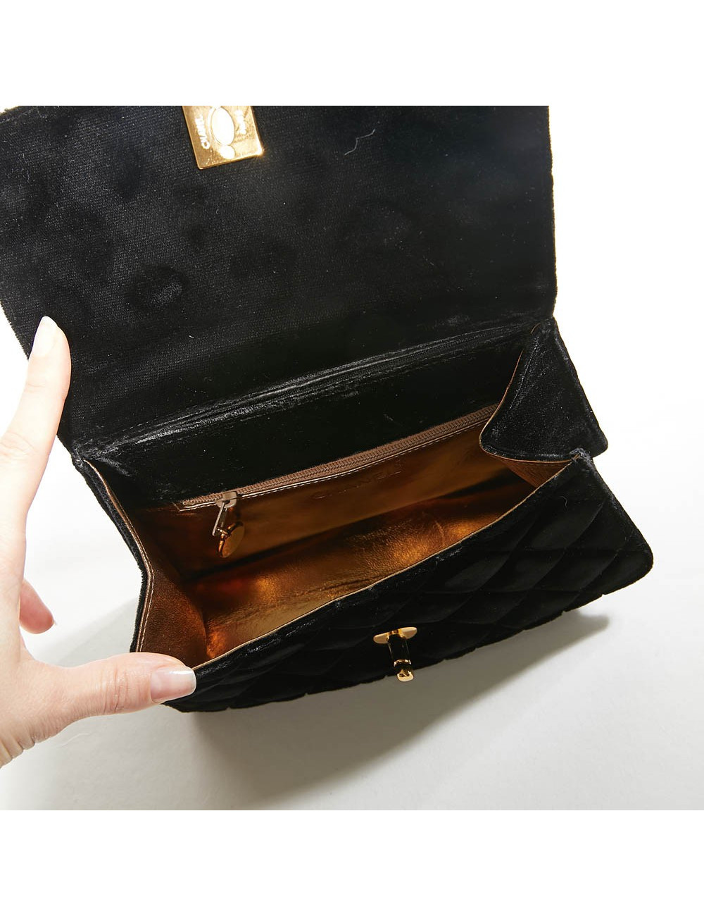 Mini sac CHANEL Couture velours de soie noir