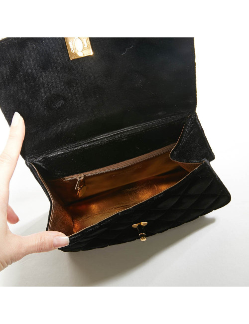 Mini sac CHANEL Couture velours de soie noir