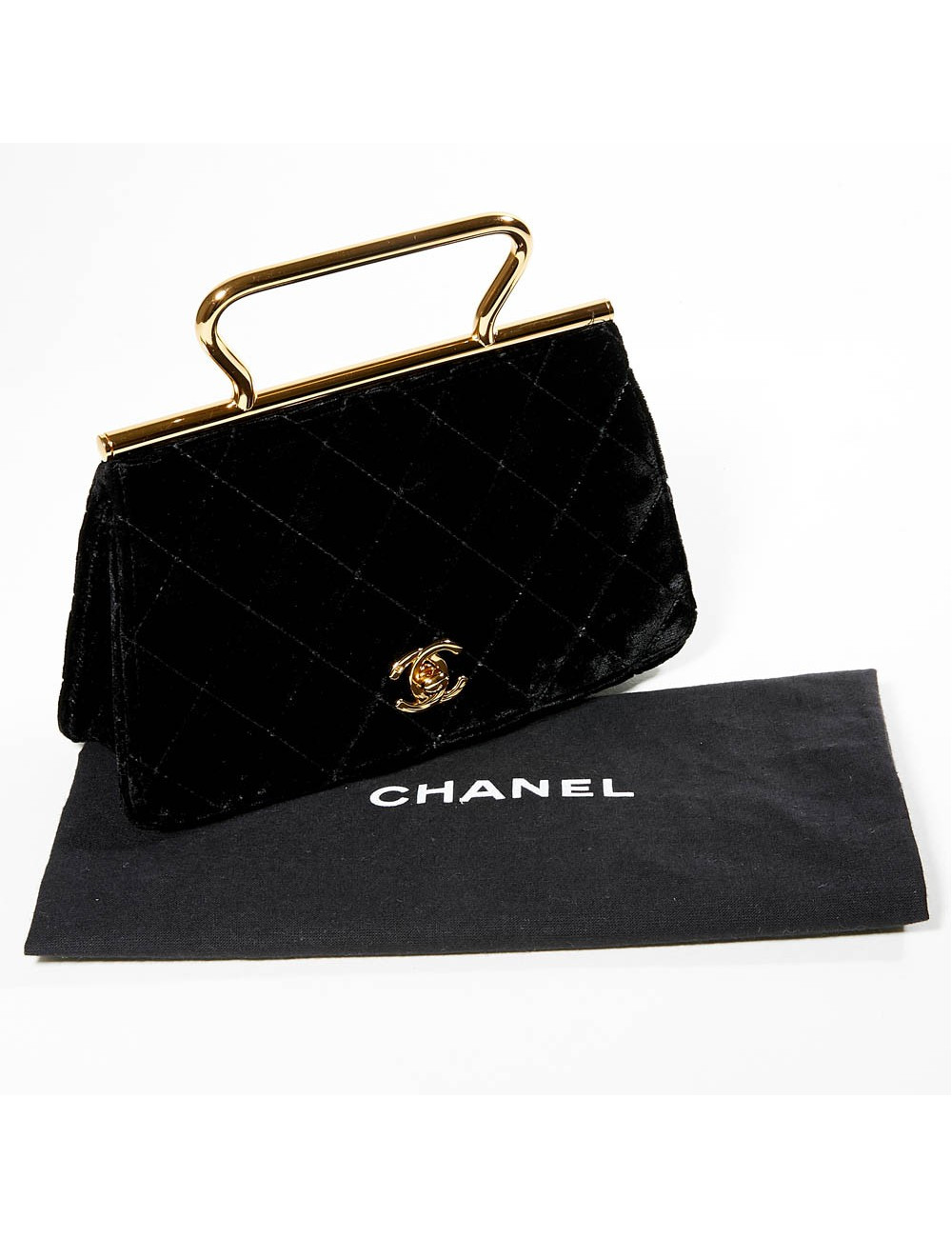 Mini sac CHANEL Couture velours de soie noir