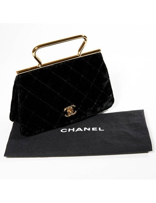 Sac du soir CHANEL Couture velours de soie noir