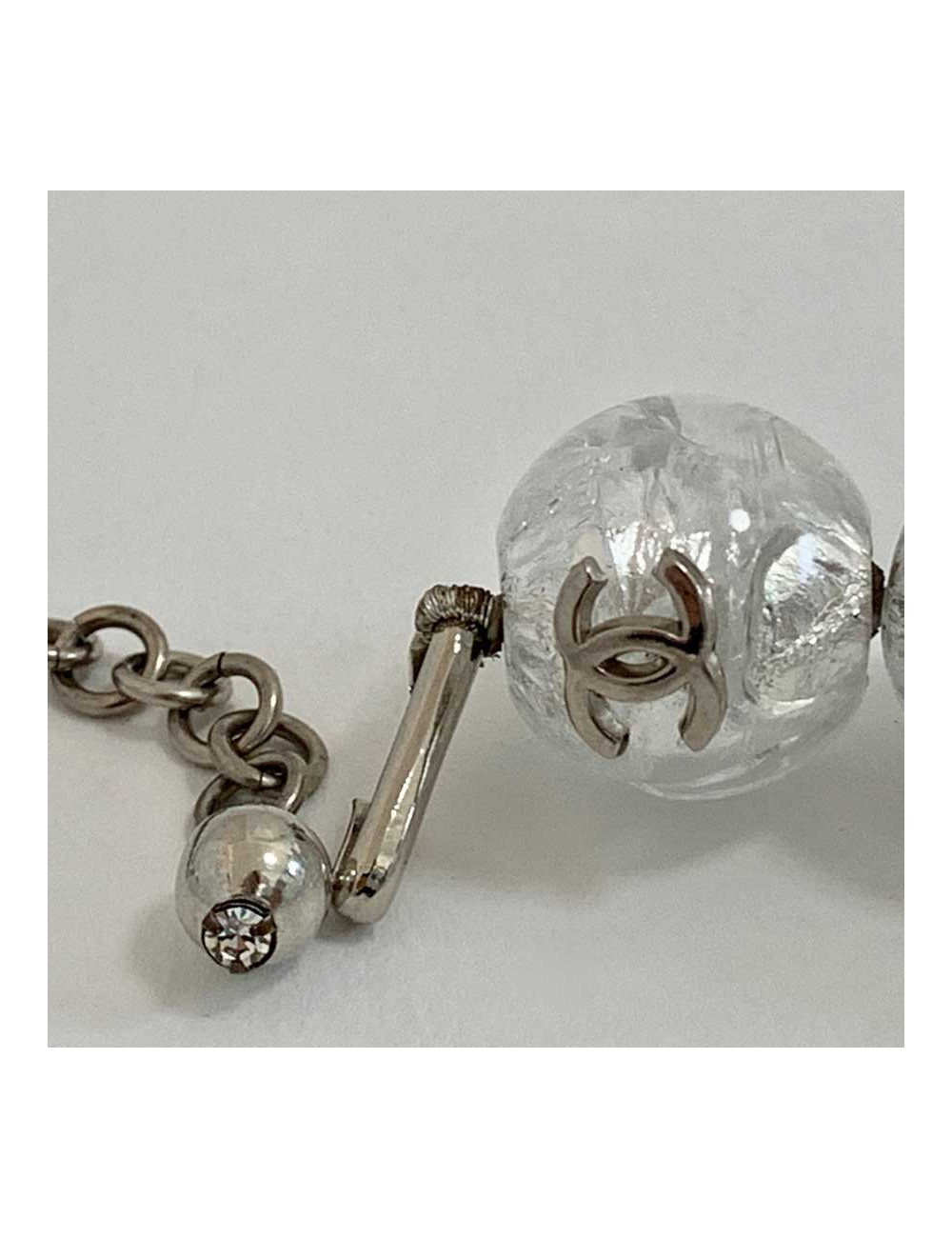 CHANEL molten glass beads and silver leaf insert necklace