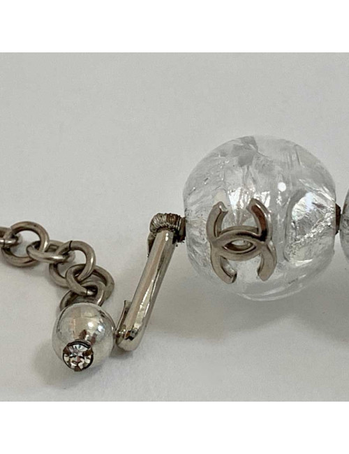 CHANEL molten glass beads and silver leaf insert necklace