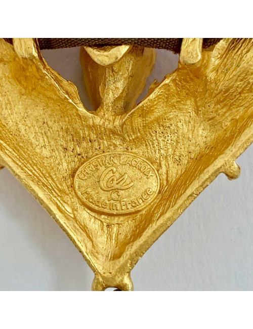 Collier Vintage CHRISTIAN LACROIX cordon velours marron