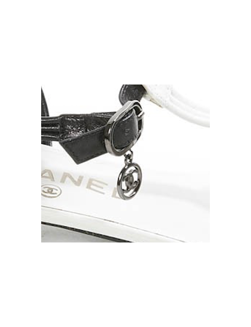 Sandales CHANEL T 36.5 noir et blanc