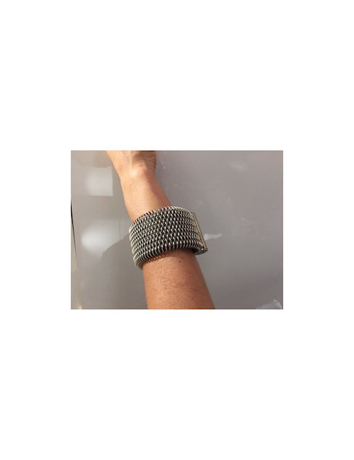 CHANEL braided steel cufflinks