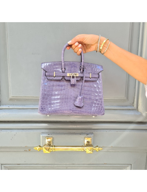 Birkin 25 HERMES croco niloticus bleu brigthon