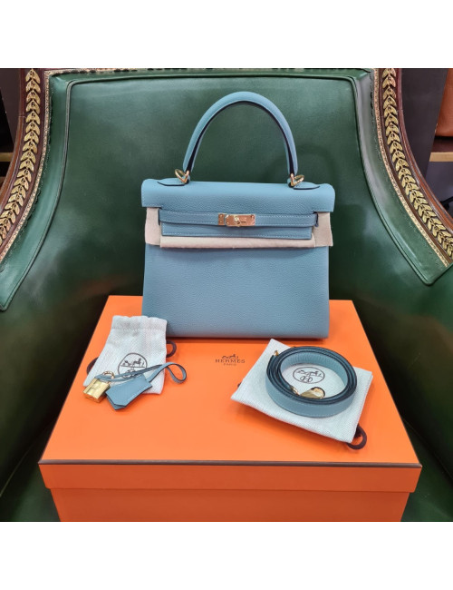 Sac Kelly 25 HERMES togo ciel bandoulière
