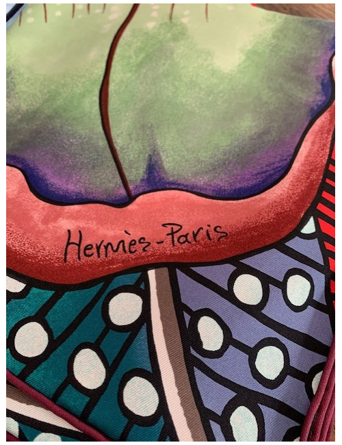 Carré HERMES Baobab Cat soie 