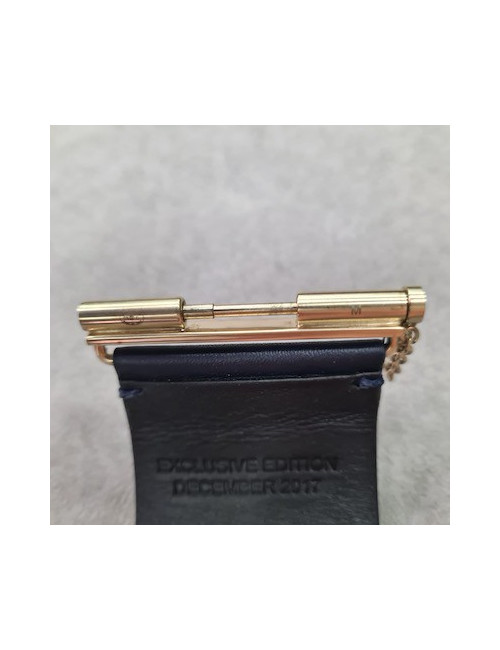 Manchette CHANEL cuir lisse bleu nuit