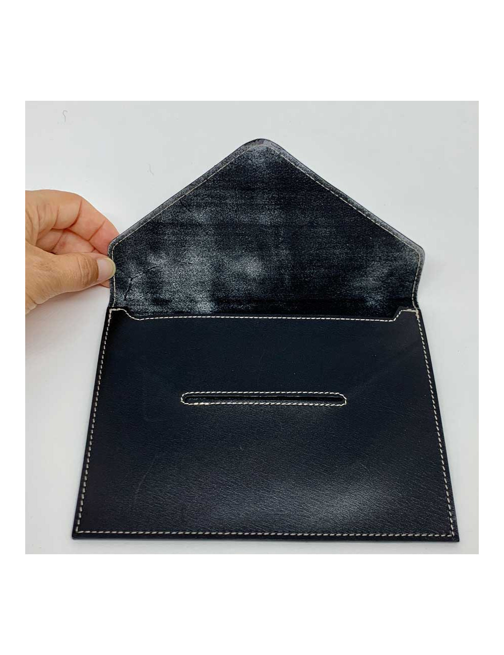 Porte cartes sans marque cuir box noir