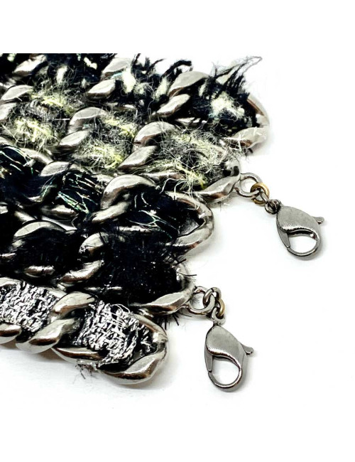 Collier CHANEL tweed et chaînes 