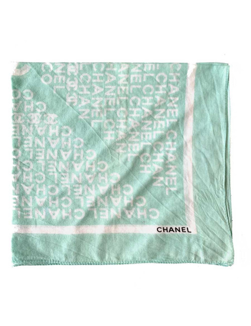 Foulard CHANEL coton vert pistache