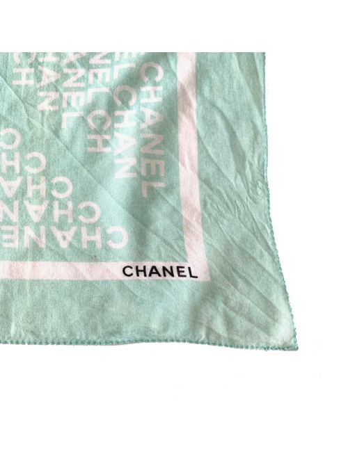 Foulard CHANEL coton vert pistache
