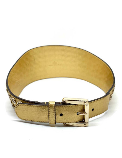 Gucci golden leather belt 