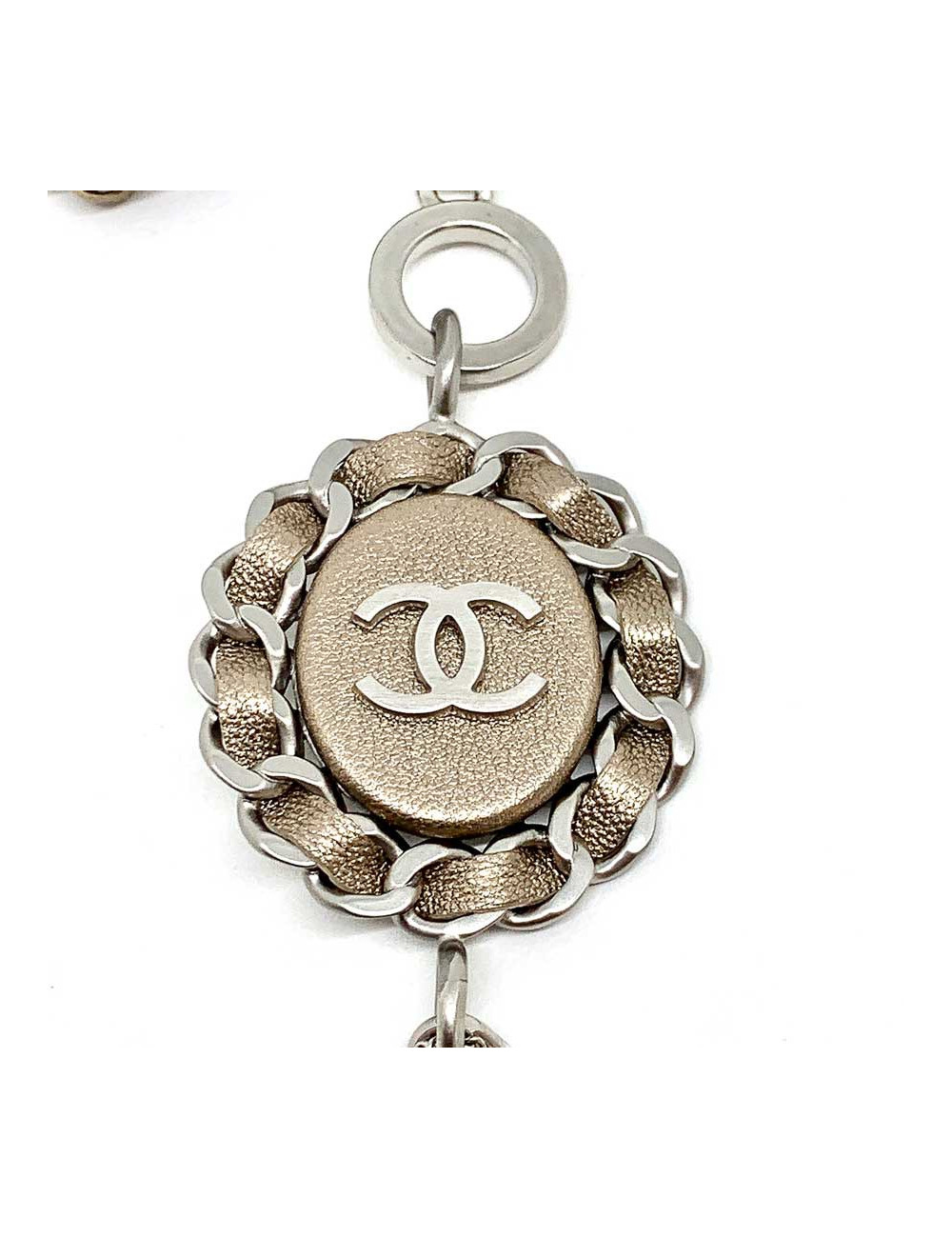 Sautoir CHANEL gourmette argent