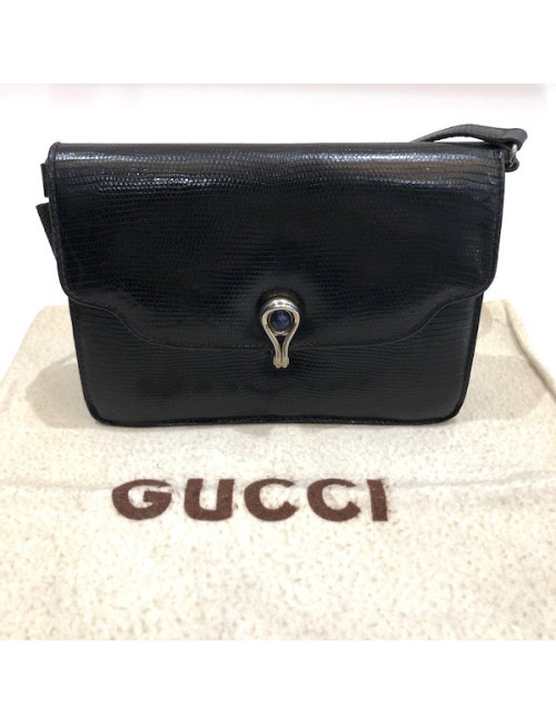 Sac GUCCI alligator noir Vintage