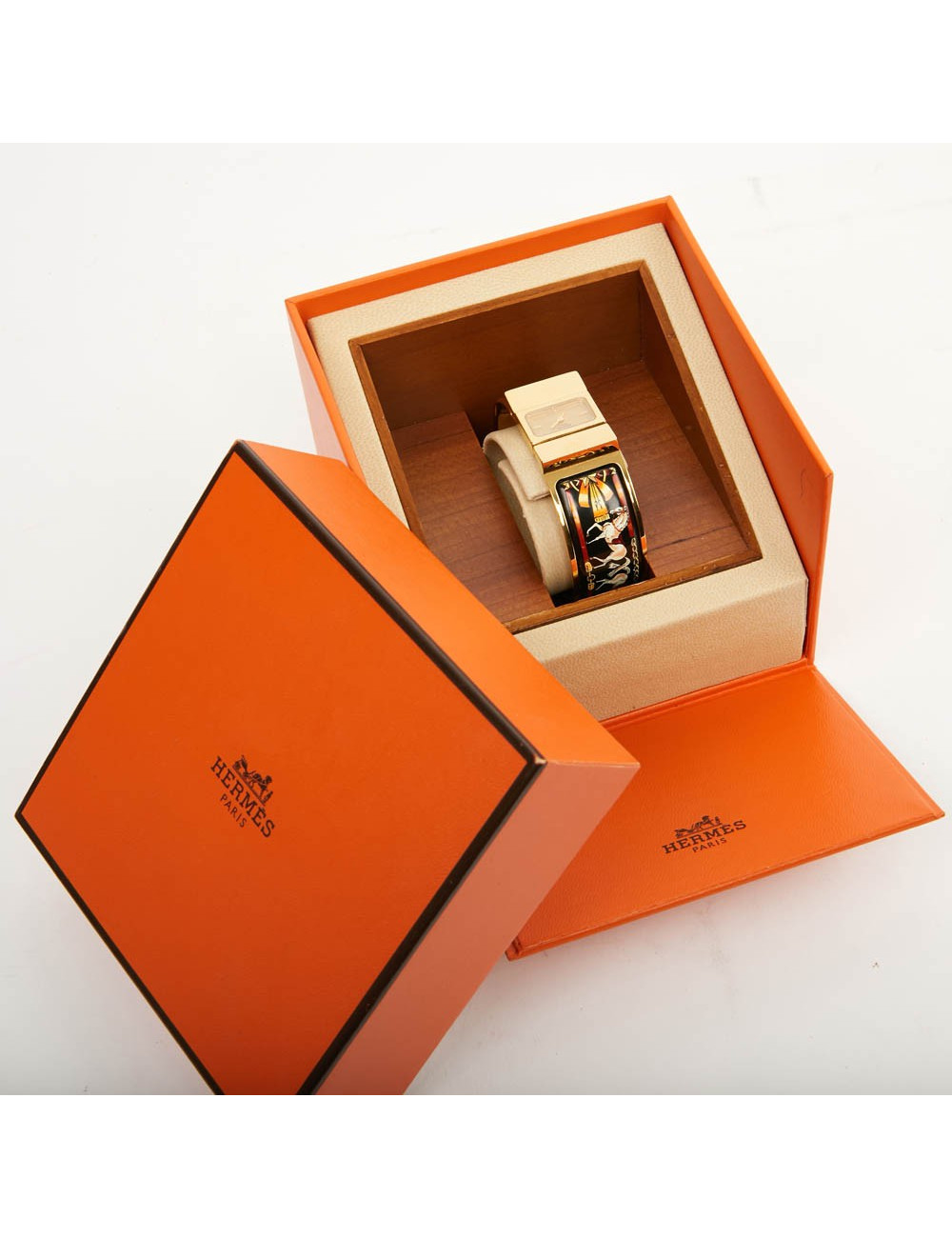 Montre loquet Clic Clac HERMES émail et doré