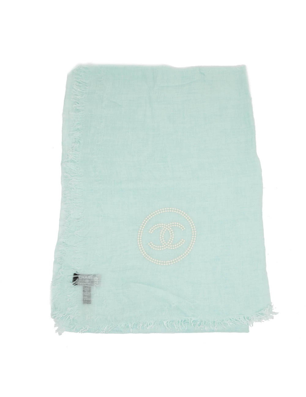 Paréo CHANEL  cachemire et soie vert d'eau 