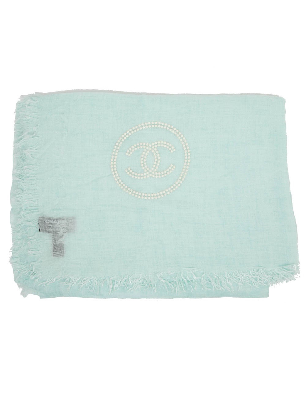 Paréo CHANEL  cachemire et soie vert d'eau 