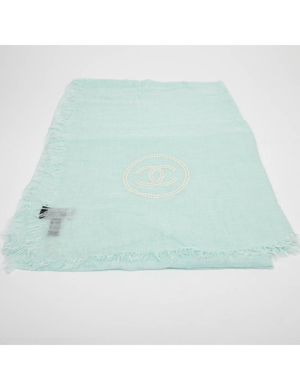 Paréo CHANEL  cachemire et soie vert d'eau 