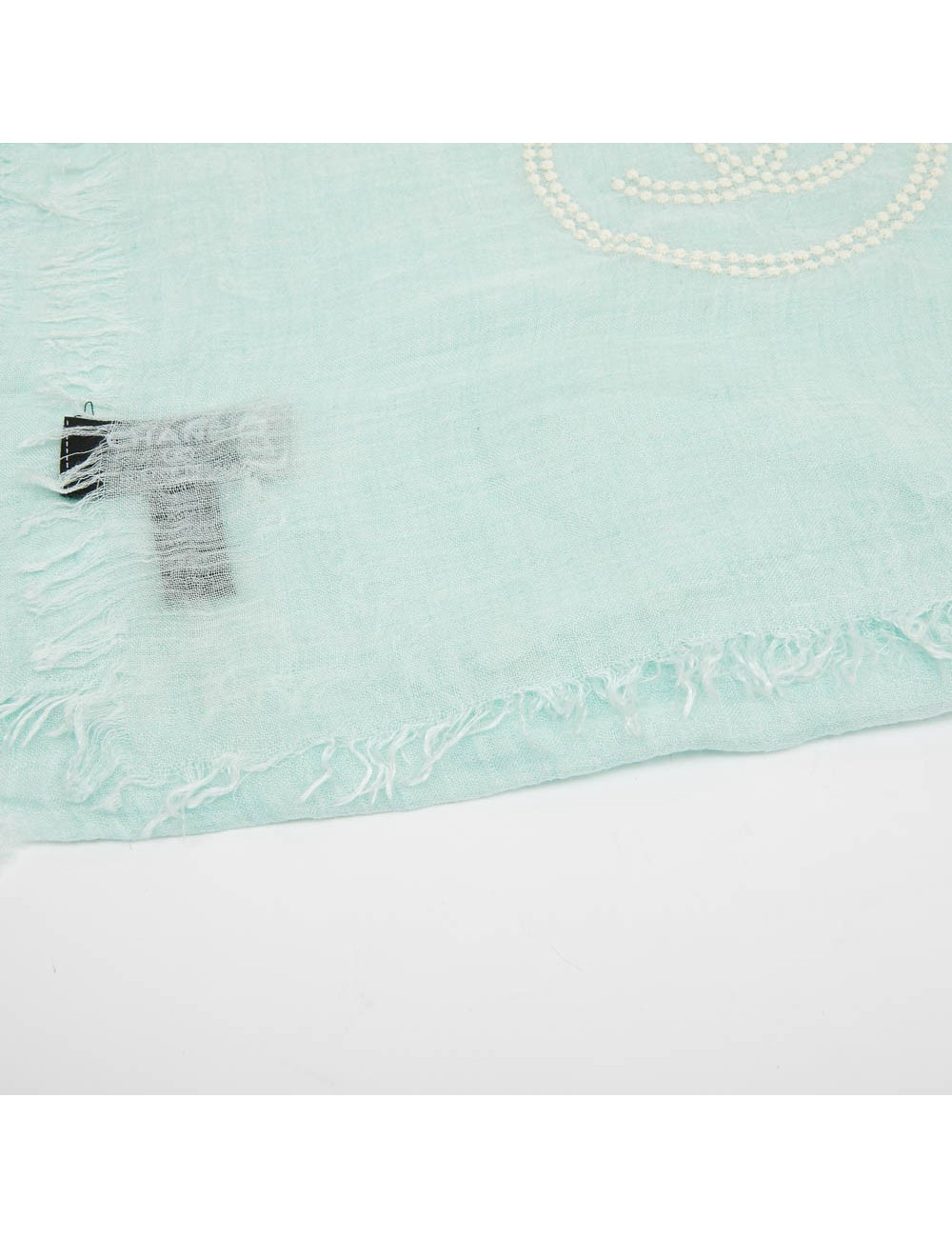 Paréo CHANEL  cachemire et soie vert d'eau 