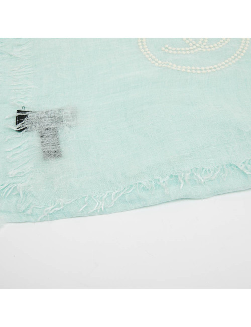 Paréo CHANEL  cachemire et soie vert d'eau 