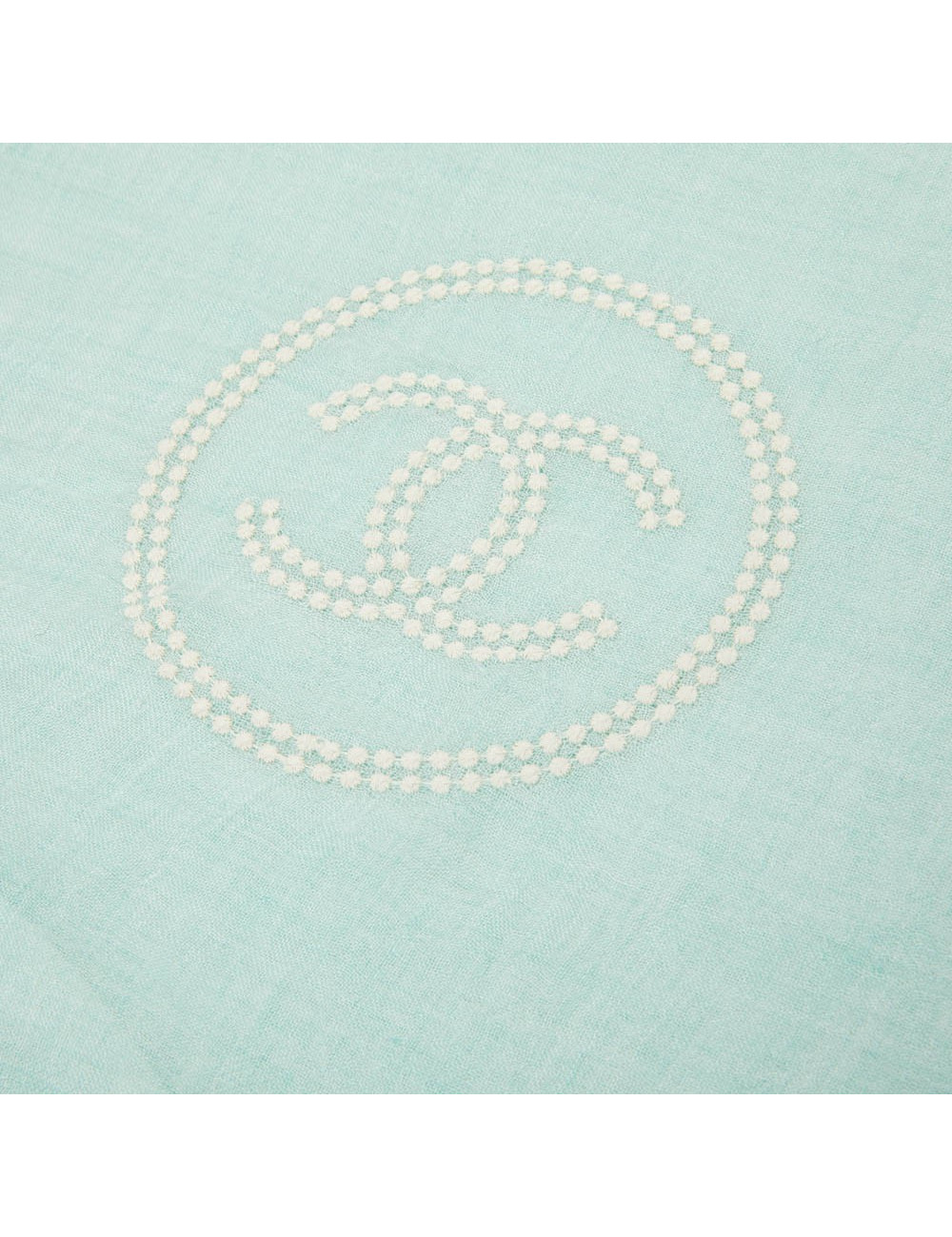 Paréo CHANEL  cachemire et soie vert d'eau 