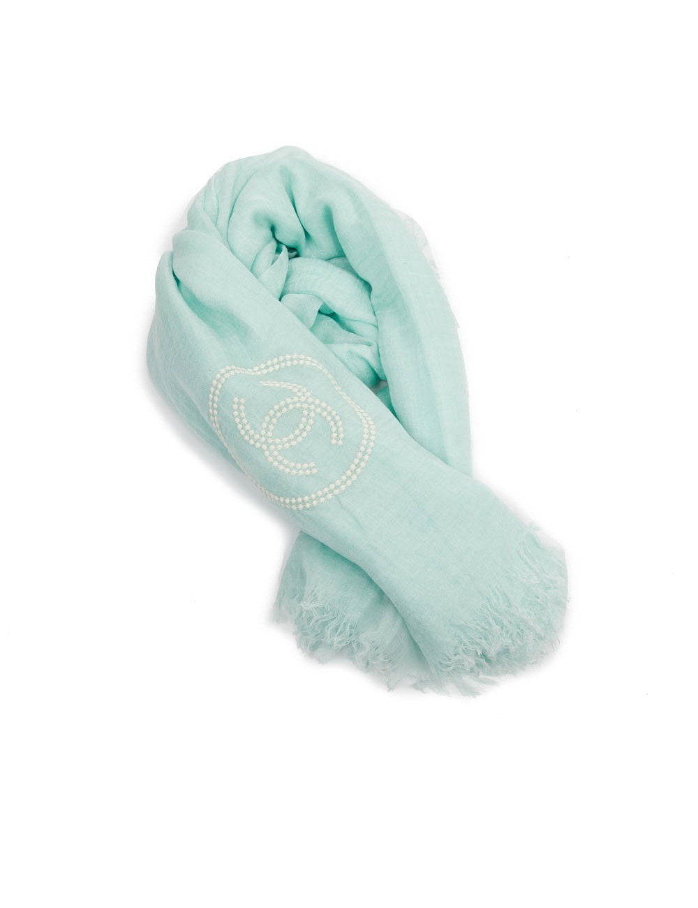 Paréo CHANEL  cachemire et soie vert d'eau 